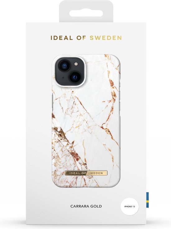 iDeal of Sweden hoesje geschikt voor Apple iPhone 13 - Kunststof Back Cover - Meerkleurig, Carrara Gold
