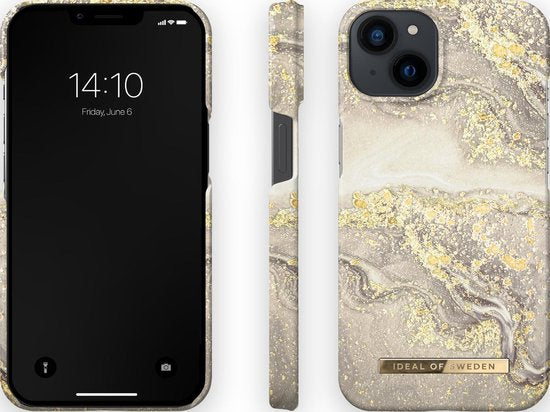 iDeal of Sweden hoesje geschikt voor Apple iPhone 13 - Kunststof Back Cover - Sparkle Greige Marble