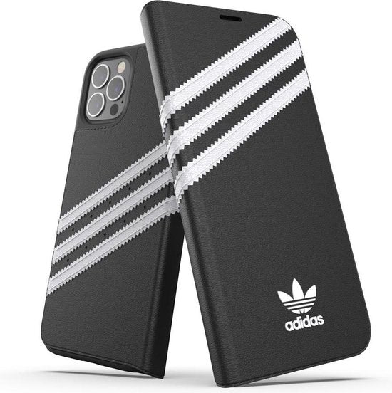 Adidas Originals hoesje geschikt voor Apple iPhone 12/12 Pro - Kunstleer Book Case - Zwart