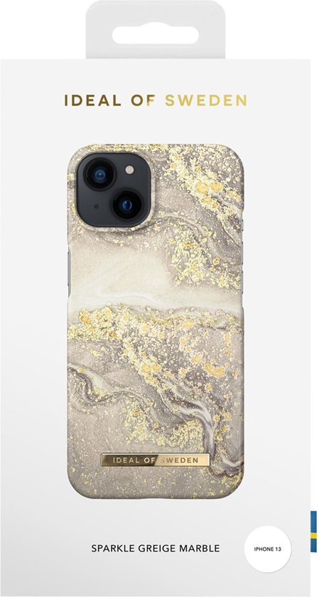 iDeal of Sweden hoesje geschikt voor Apple iPhone 13 - Kunststof Back Cover - Sparkle Greige Marble