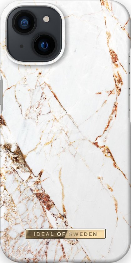 iDeal of Sweden hoesje geschikt voor Apple iPhone 13 - Kunststof Back Cover - Meerkleurig, Carrara Gold