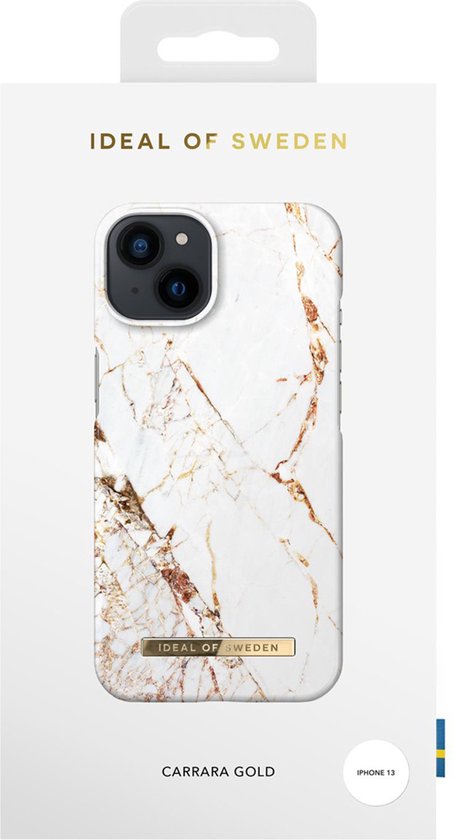 iDeal of Sweden hoesje geschikt voor Apple iPhone 13 - Kunststof Back Cover - Meerkleurig, Carrara Gold