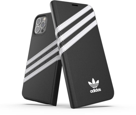 Adidas Originals hoesje geschikt voor Apple iPhone 12/12 Pro - Kunstleer Book Case - Zwart