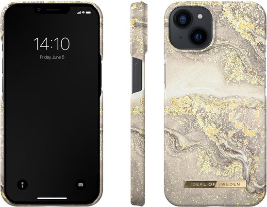 iDeal of Sweden hoesje geschikt voor Apple iPhone 13 - Kunststof Back Cover - Sparkle Greige Marble